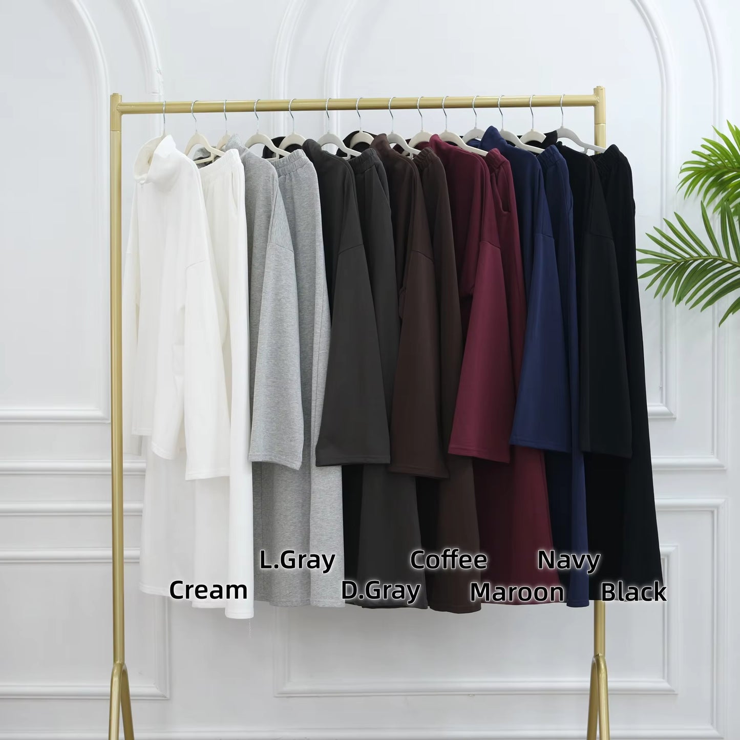 Fashion 2 Piece Abaya Set for Women – Long Sleeve Top & Skirt Co-Ord