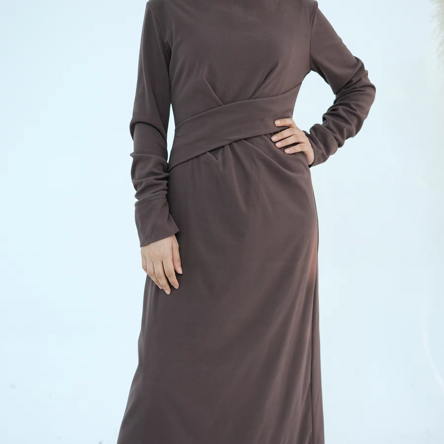 VELA Belted Velvet Abaya