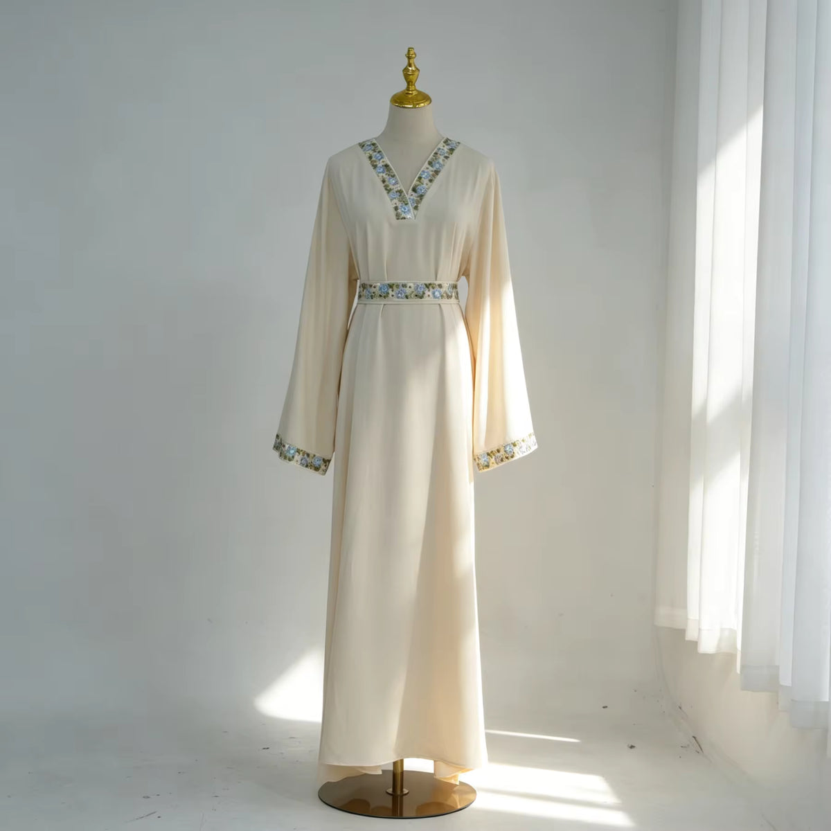 Laya Embroidered Belted Abaya Gown