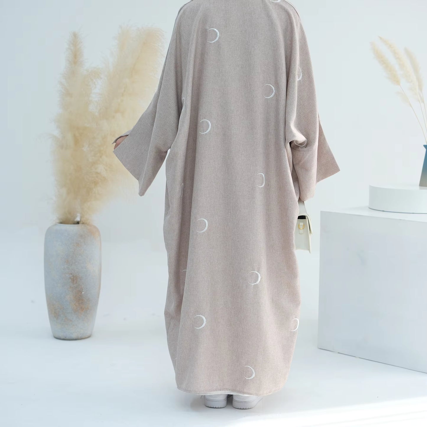 Moon Embroidered Open Abaya