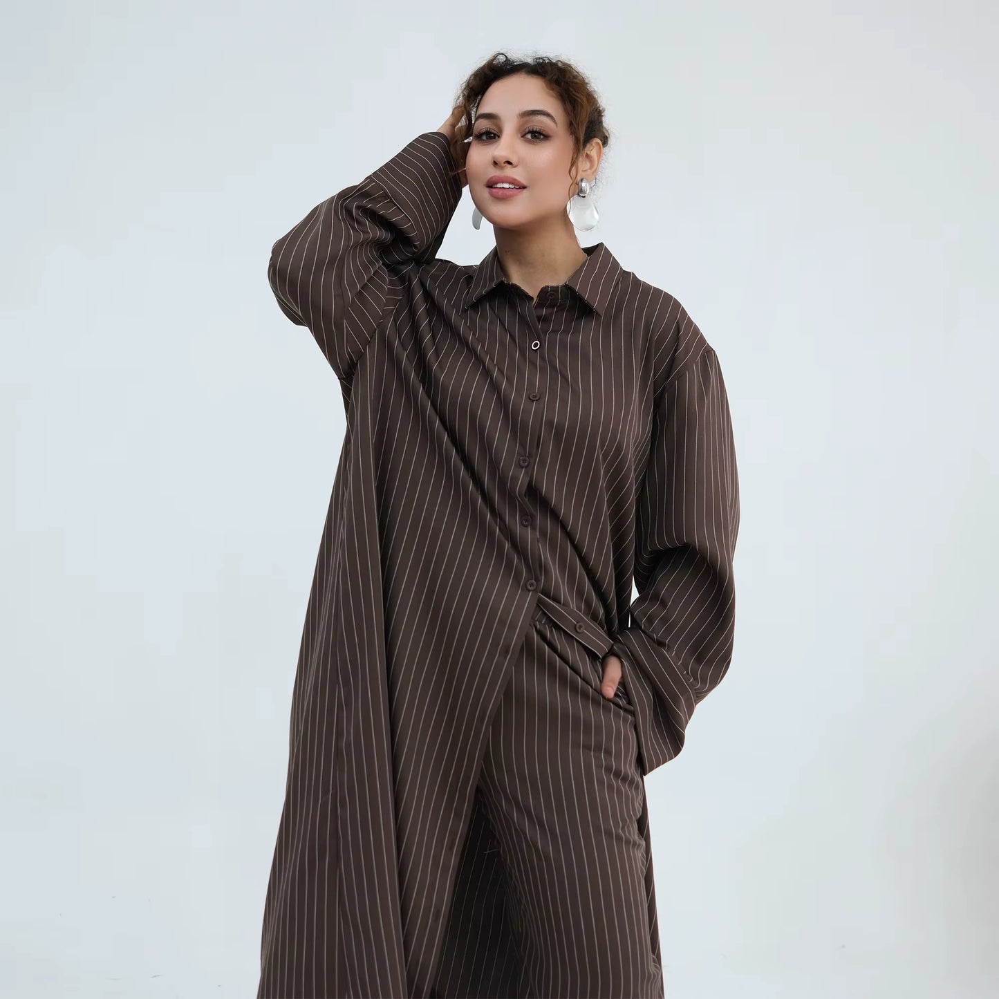 Stripe Lapel Modest Co-Ord Set