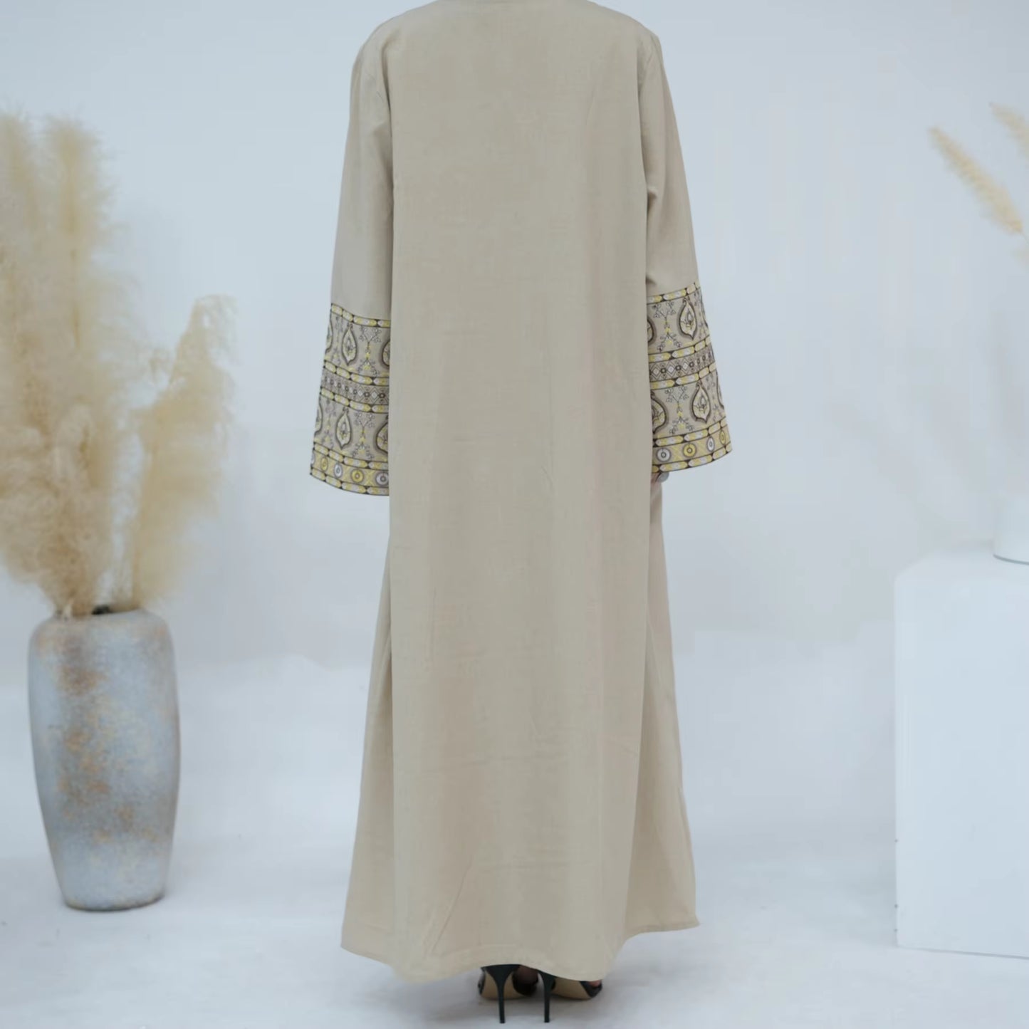 Open Front Embroidered Abaya – Women’s Modest Kimono