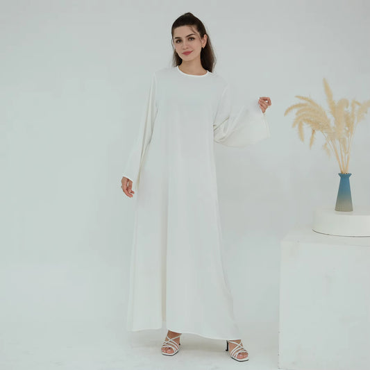 Eid Modest Nida Closed Abaya Long Sleeve Maxi Dress with Belt