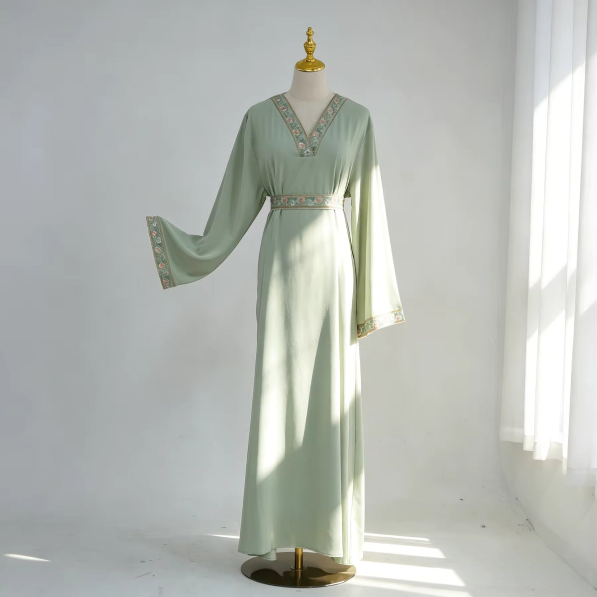 Laya Embroidered Belted Abaya Gown