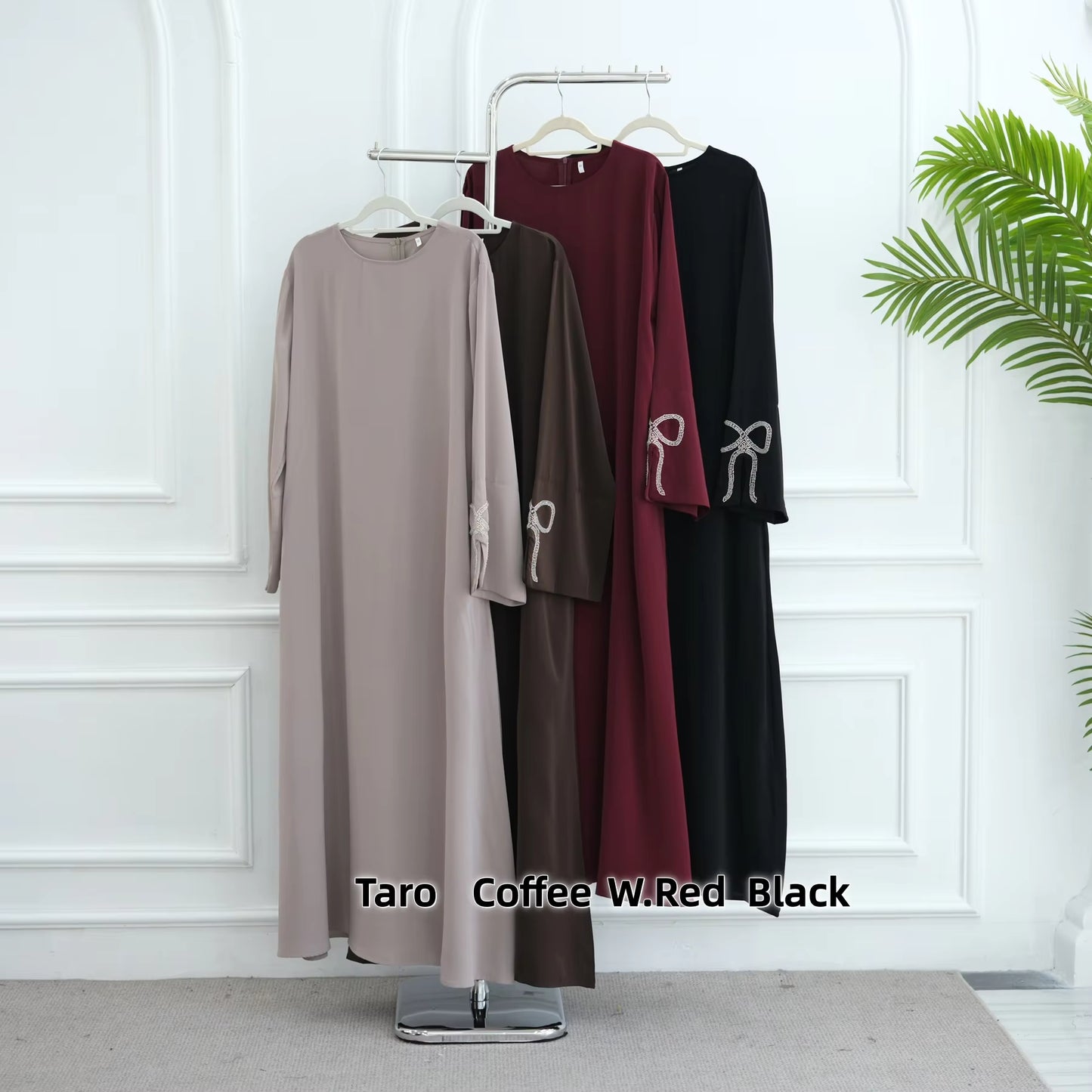 Nura Summer Abaya Dress for Women – Split Sleeve Bow Maxi Islamic Dress