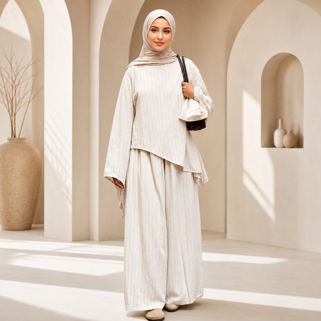 Hana Striped Linen-Blend Two-Piece Set