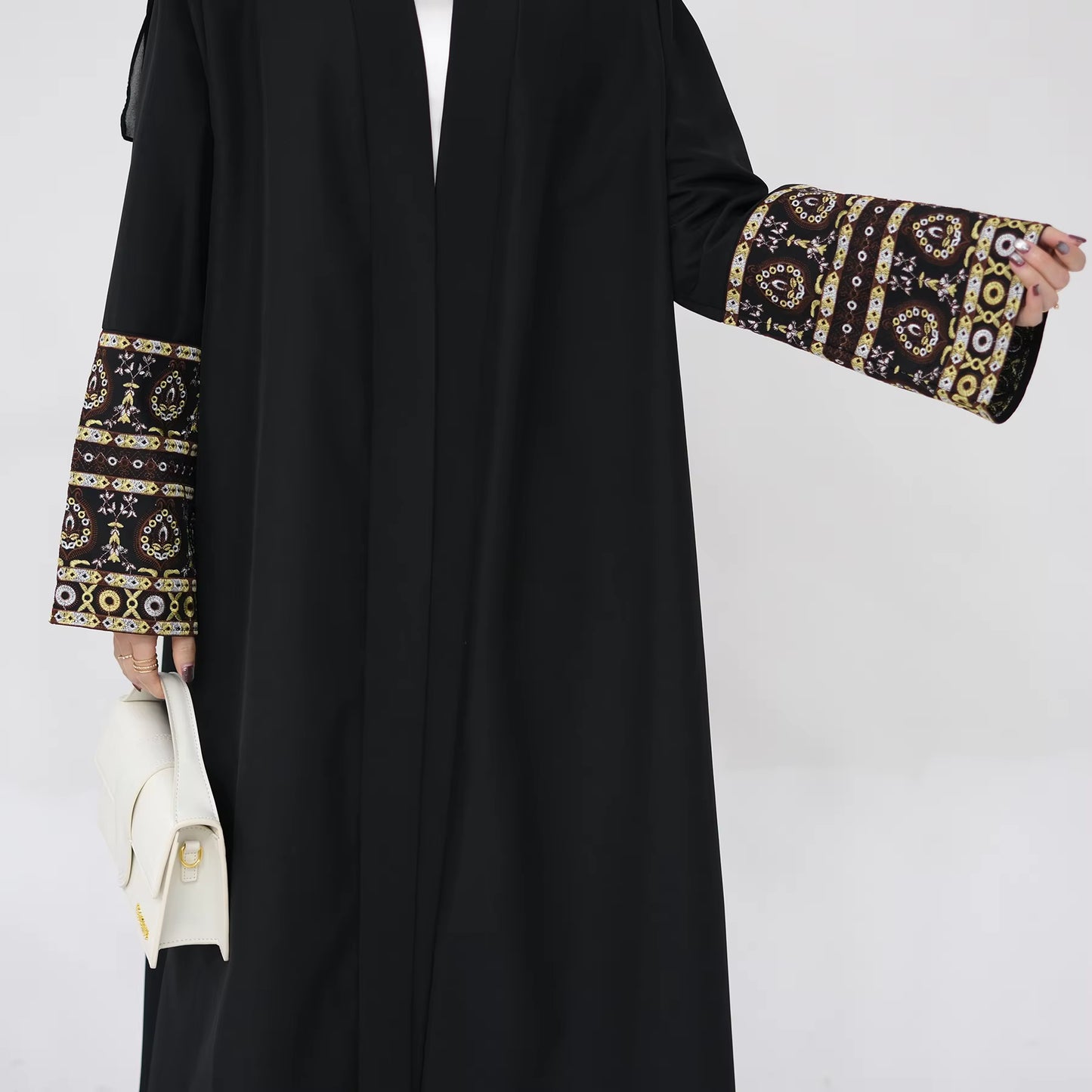 Open Front Embroidered Abaya – Women’s Modest Kimono