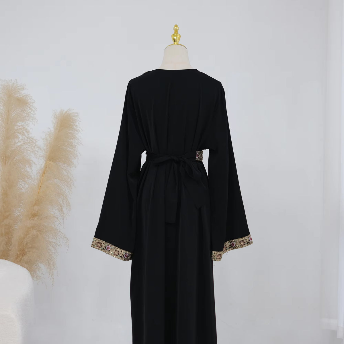 Laya Embroidered Belted Abaya Gown