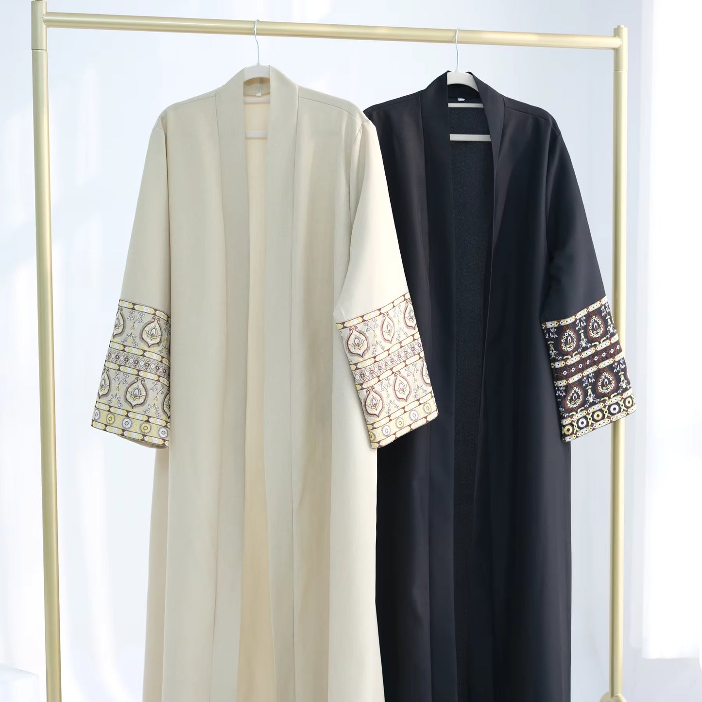 Open Front Embroidered Abaya – Women’s Modest Kimono