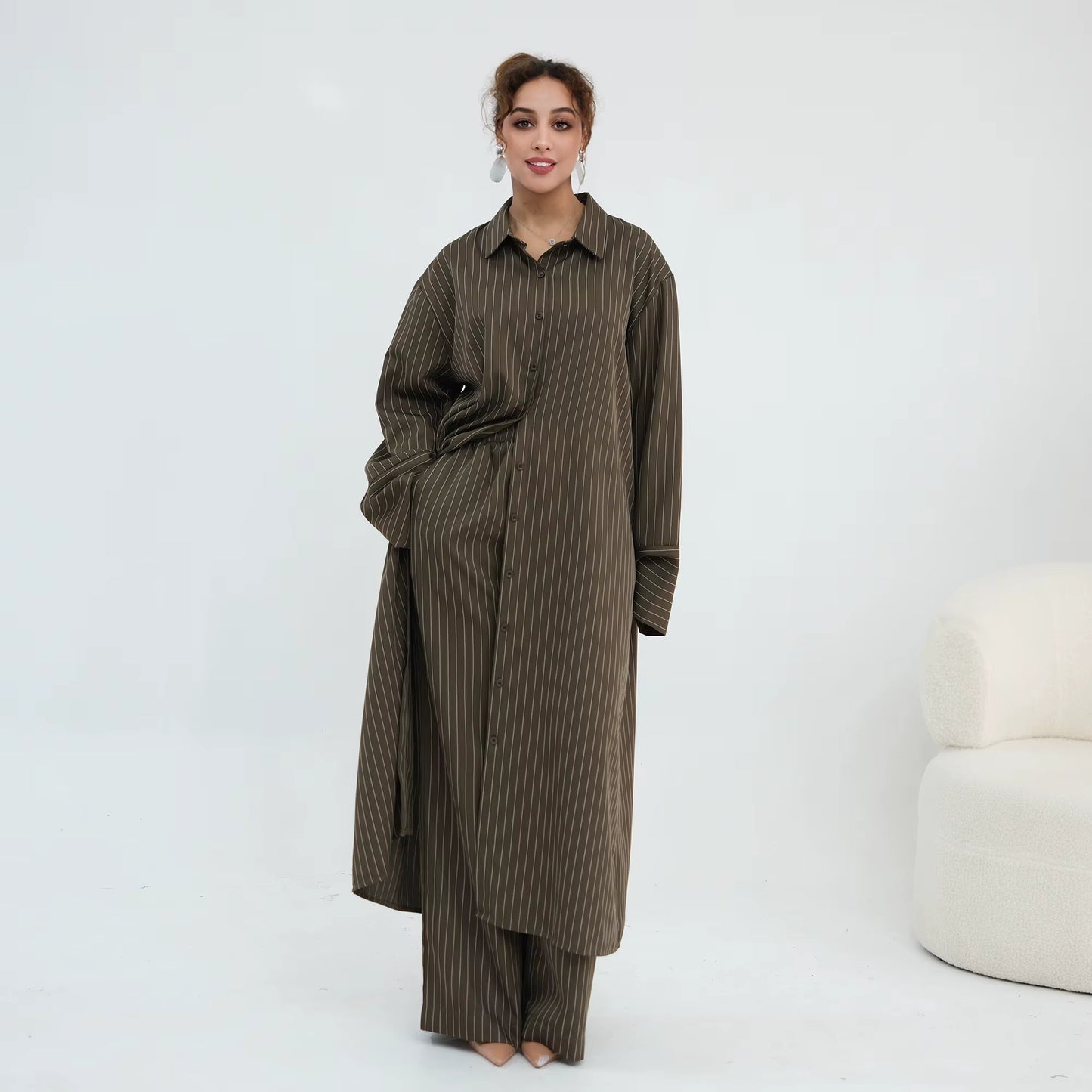 Stripe Lapel Modest Co-Ord Set