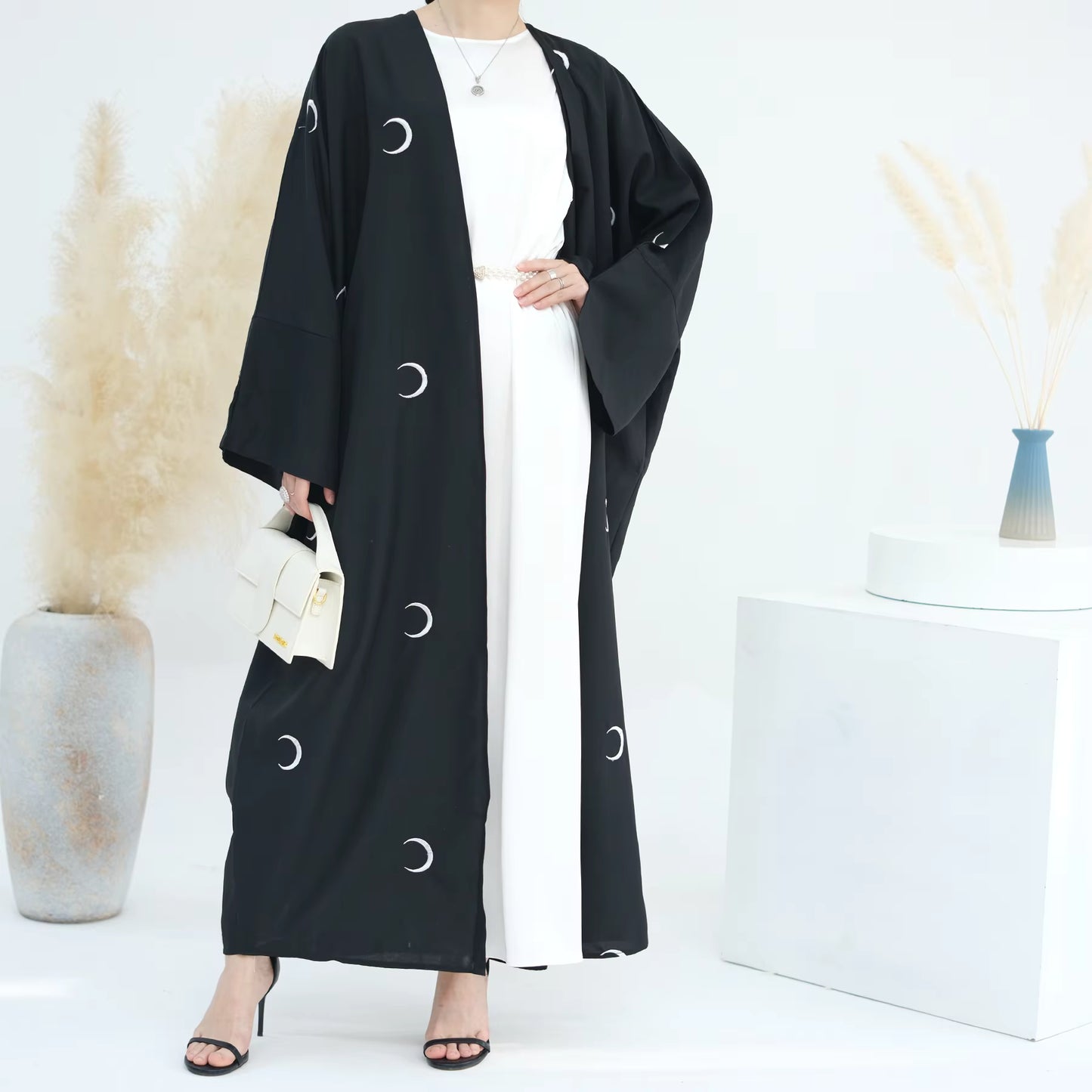 Moon Embroidered Open Abaya