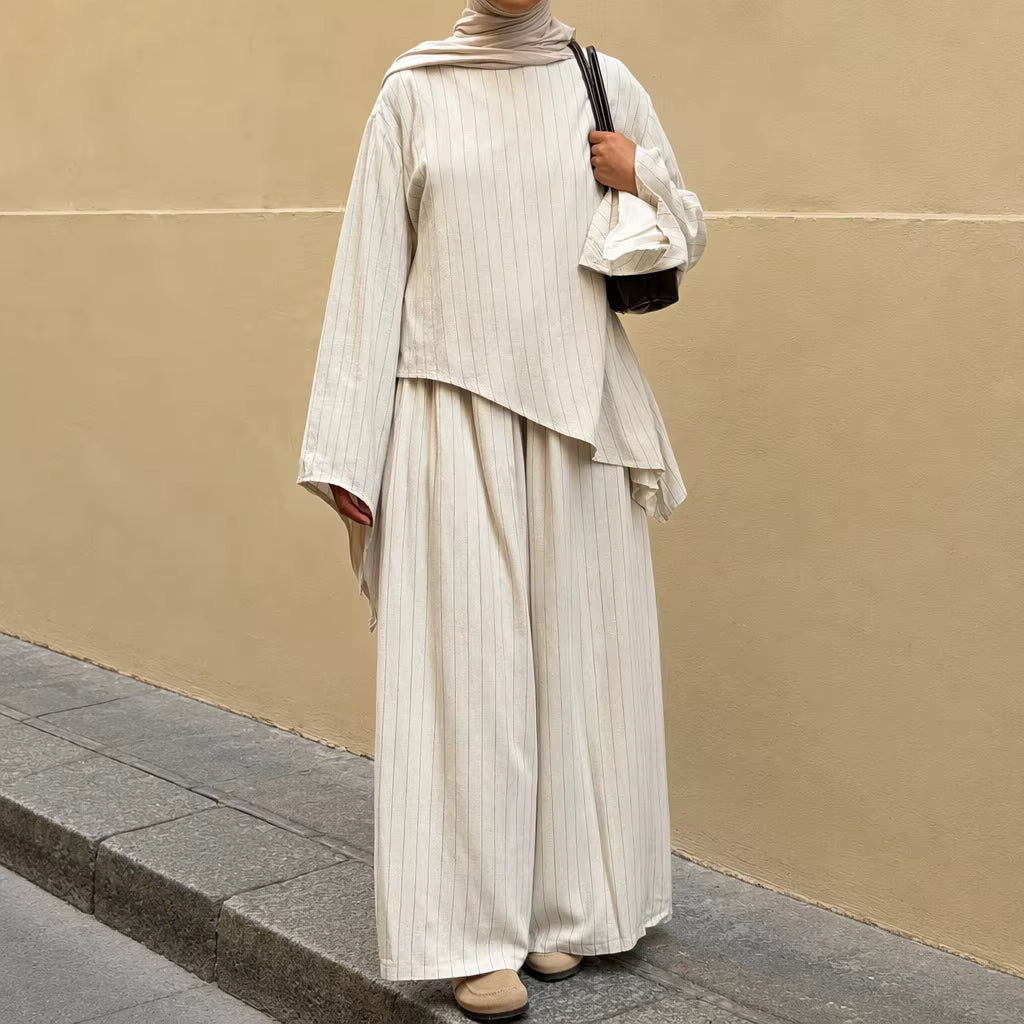 Hana Striped Linen-Blend Two-Piece Set