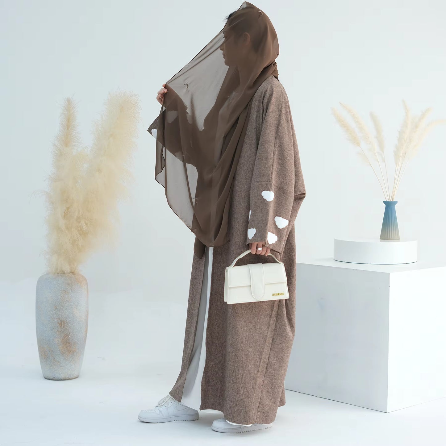 Linen Blend Open Abaya – Lightweight Modest Dress for Women