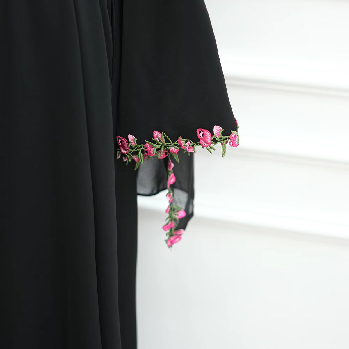 Amira Floral Embroidered Nida Abaya With Matching Hijab Set