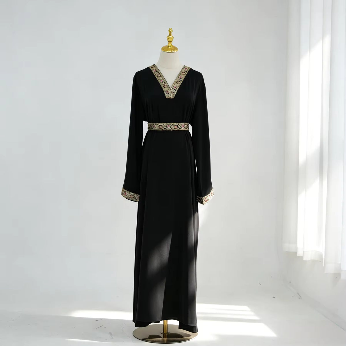 Laya Embroidered Belted Abaya Gown