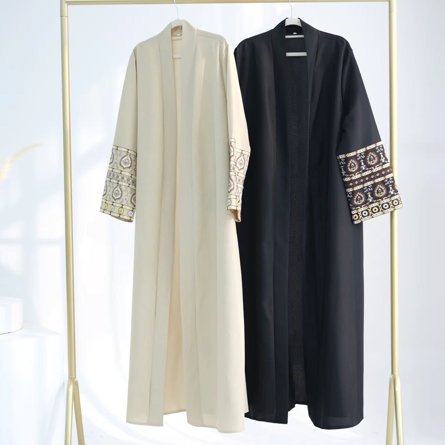 Open Front Embroidered Abaya – Women’s Modest Kimono