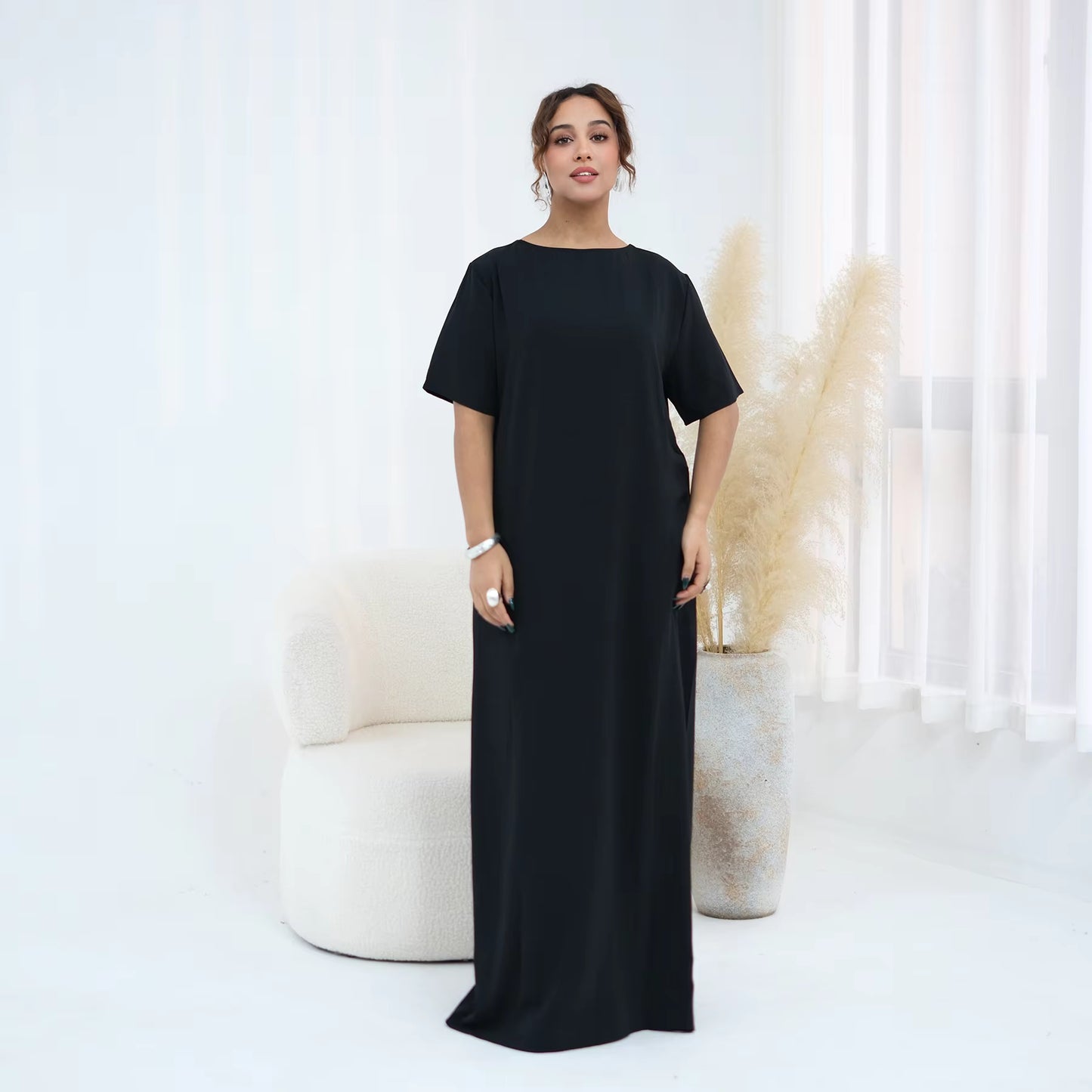 Solid Color Crepe Inner Slip Dress – Modest Layering Essential