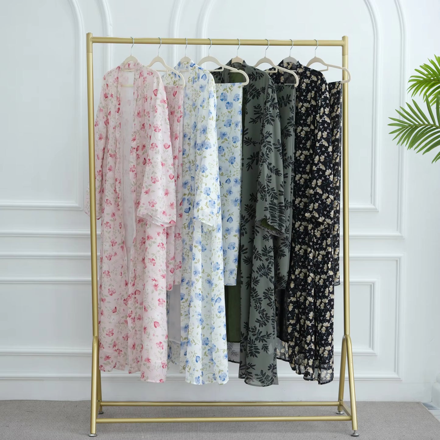 Elegant Printed Open Abaya Set – Lightweight Chiffon with Hijab