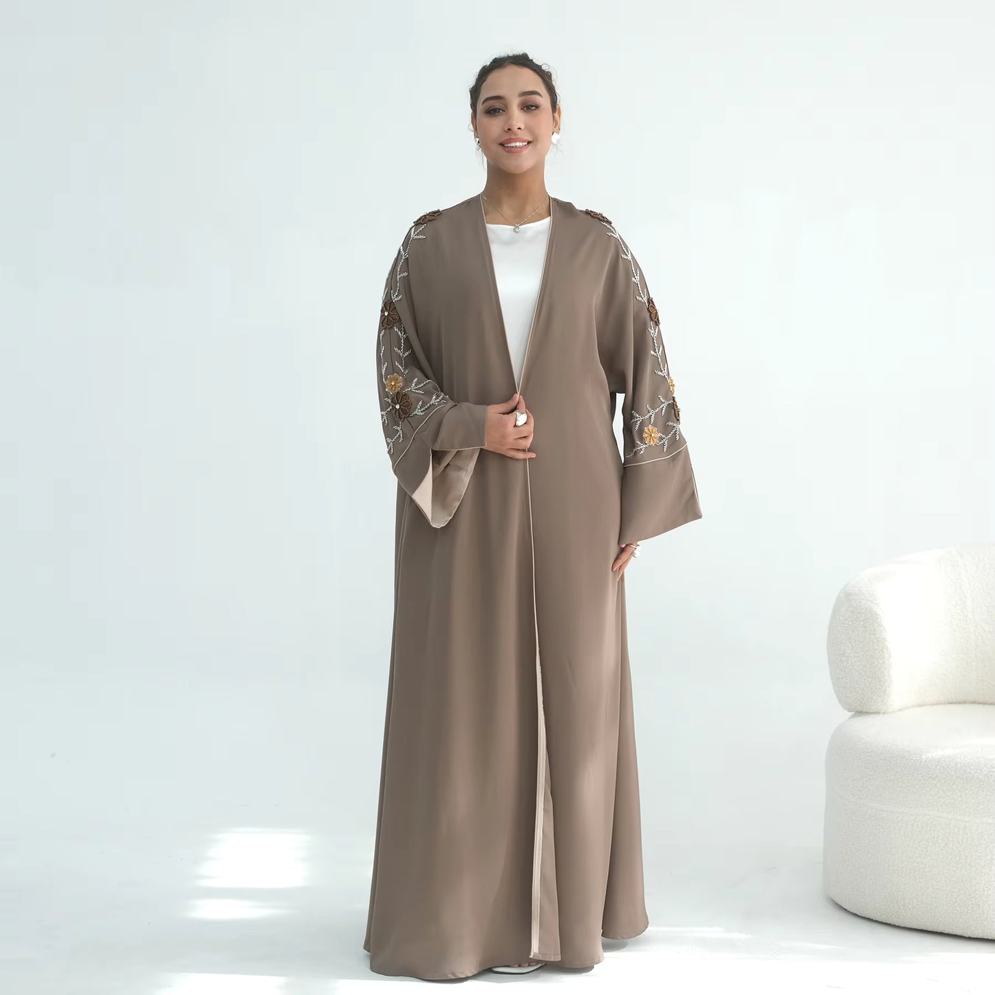 Open Front Abaya – Women Modest Dress | Beaded Detail