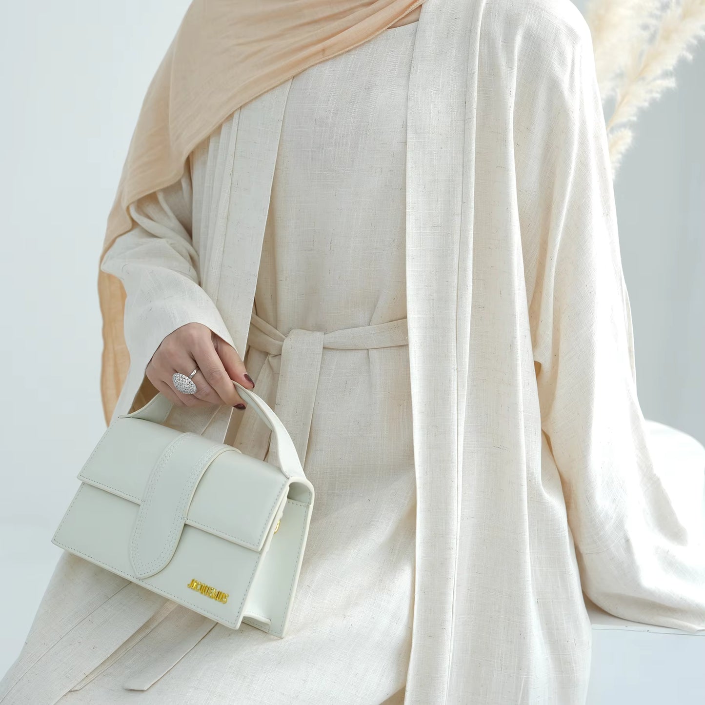 Linen Abaya Set for Women – Breathable 2-Piece Muslim Dress