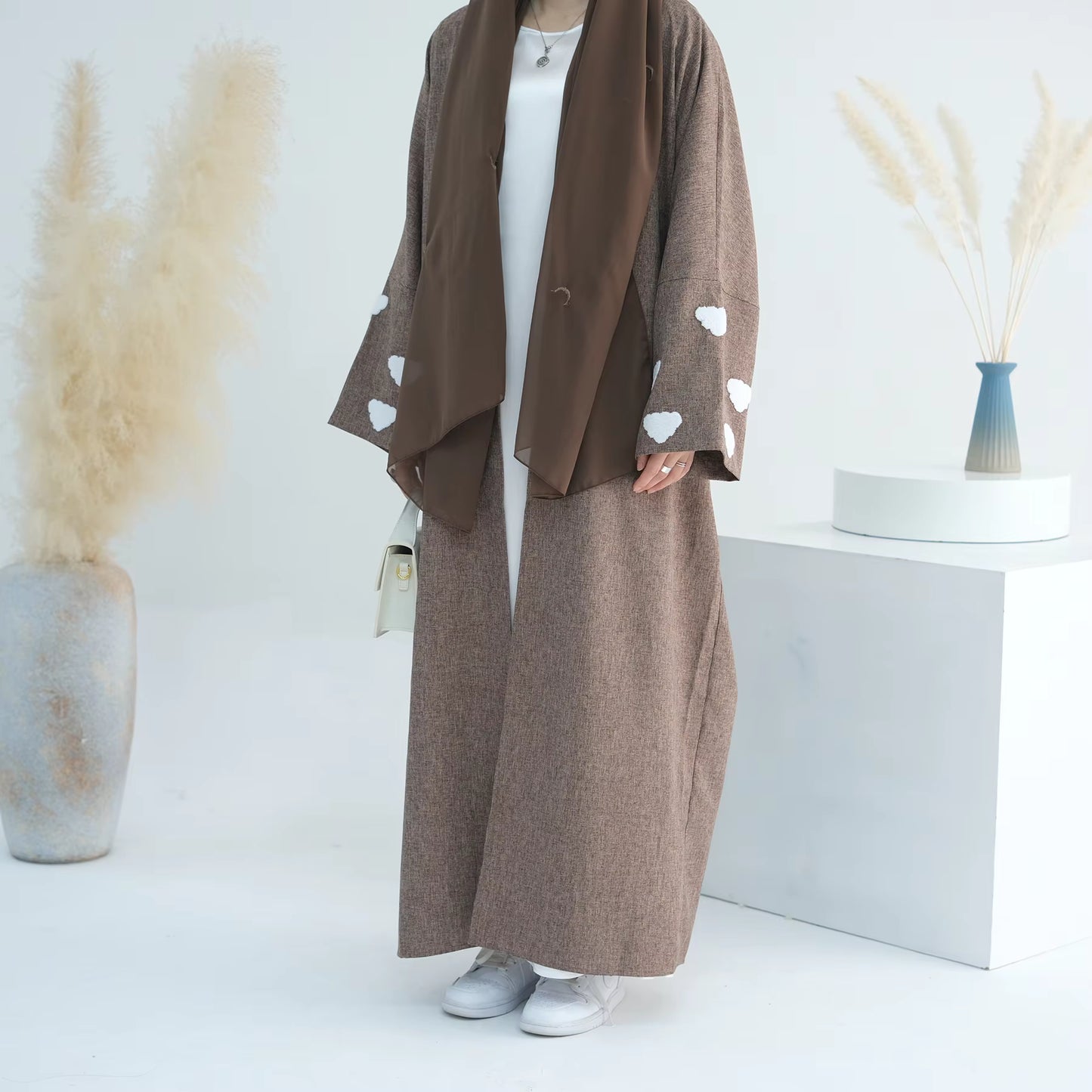 Linen Blend Open Abaya – Lightweight Modest Dress for Women