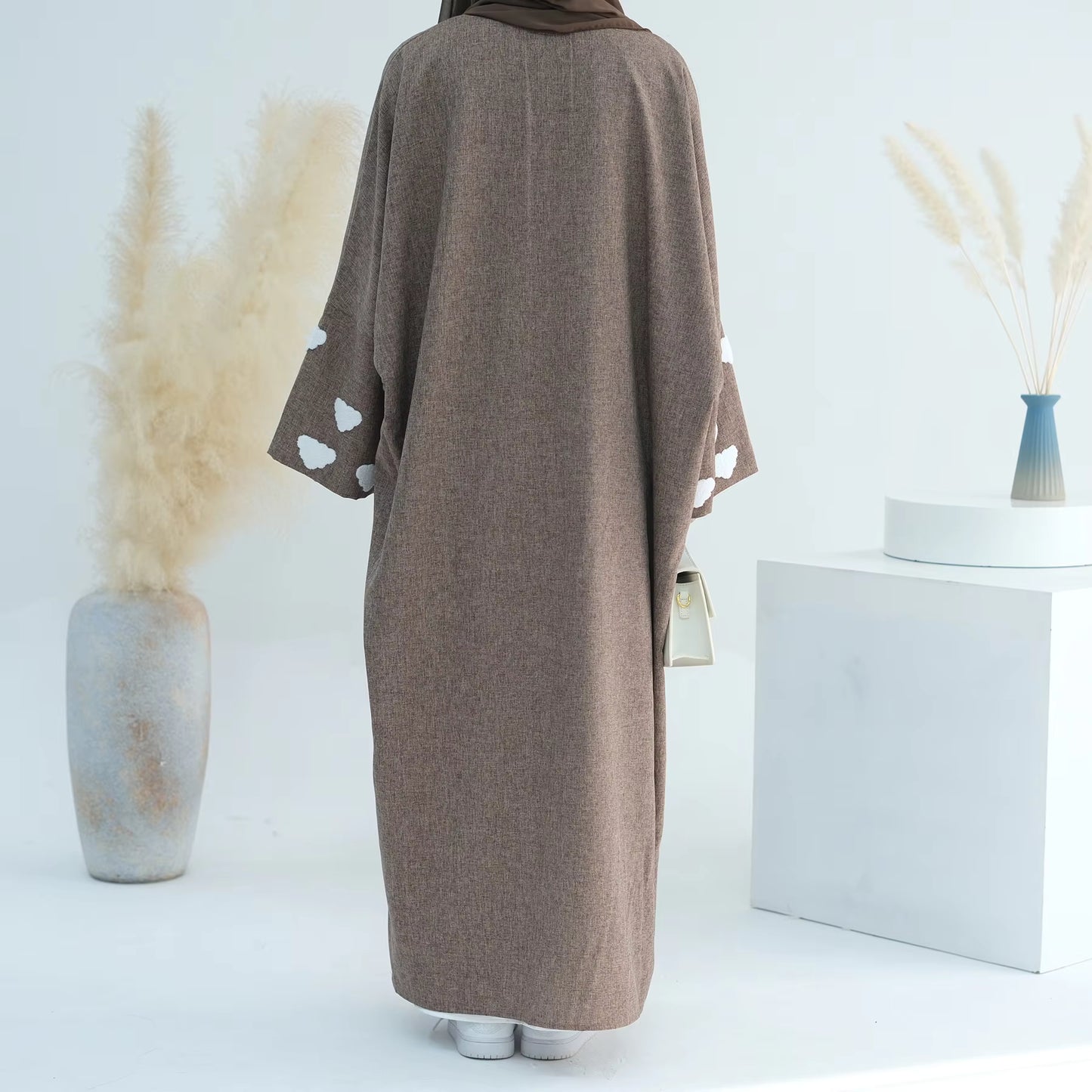 Linen Blend Open Abaya – Lightweight Modest Dress for Women