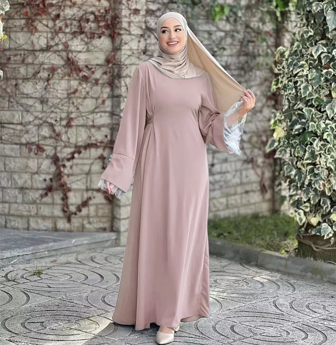 Side Tie Closed Abaya for Women – Solid Color Modest Muslim Dress