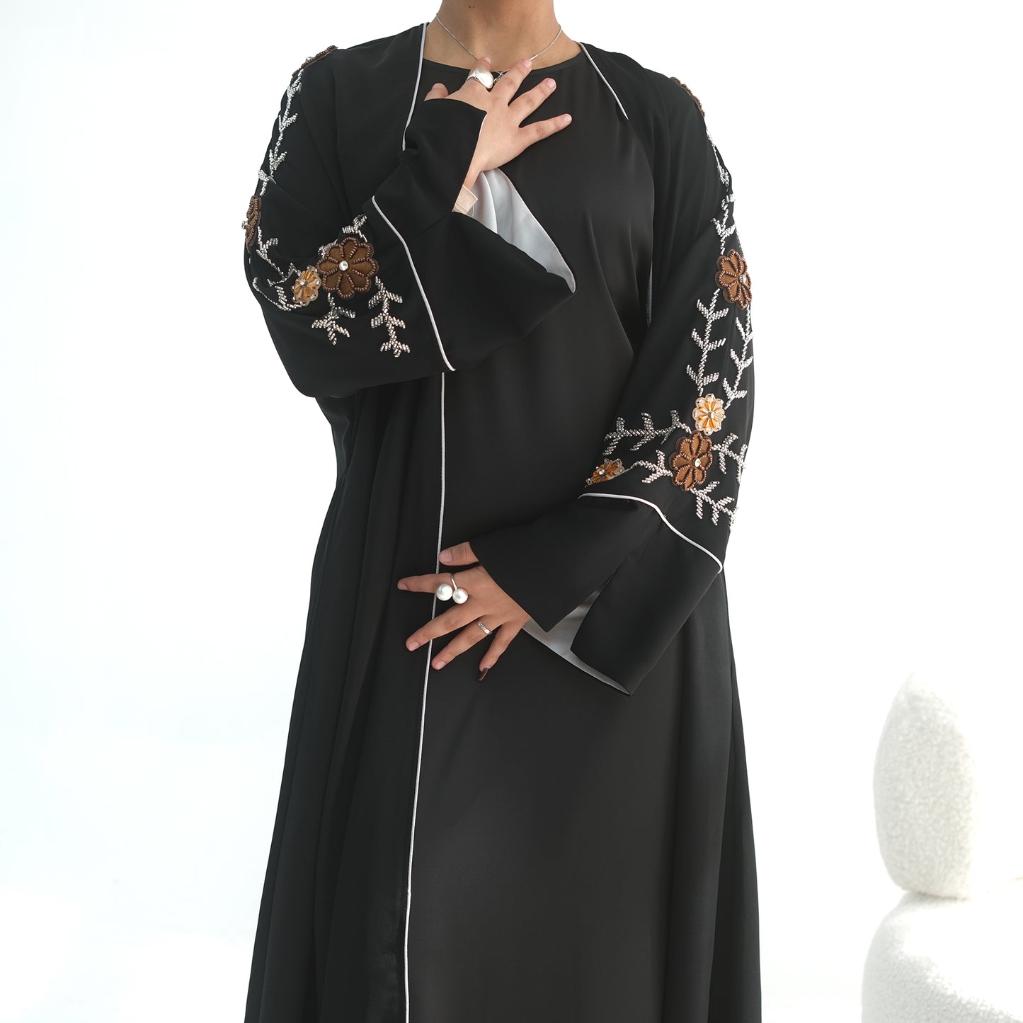 Open Front Abaya – Women Modest Dress | Beaded Detail