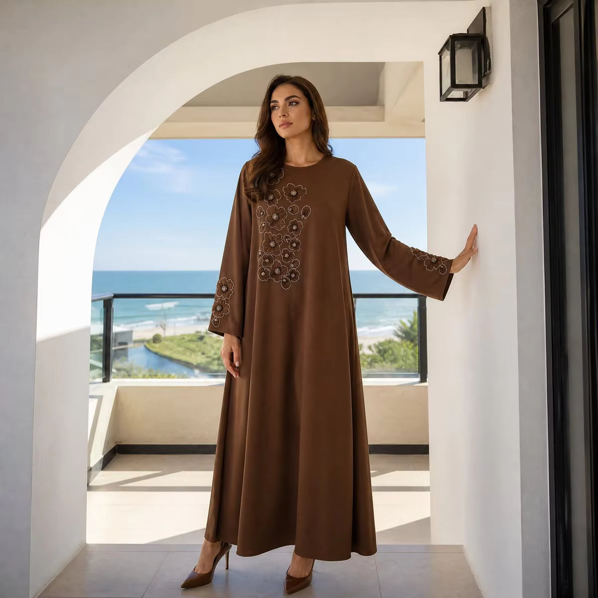 Amara Luxury Floral Beaded Applique Abaya