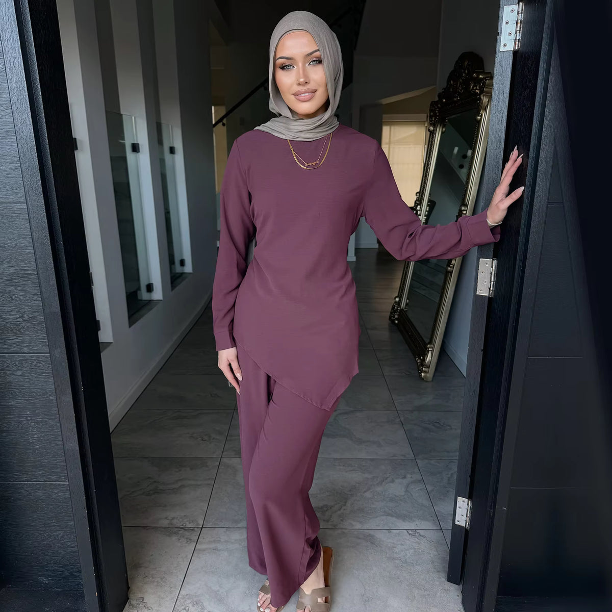 2026 Modest 2 Piece Abaya Set Daily Wear– Top & Pants