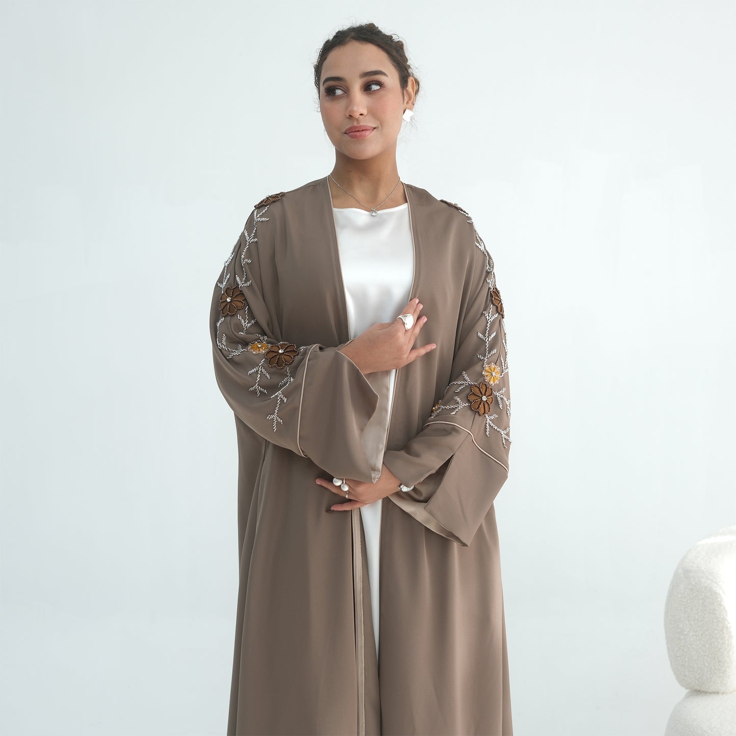 Open Front Abaya – Women Modest Dress | Beaded Detail