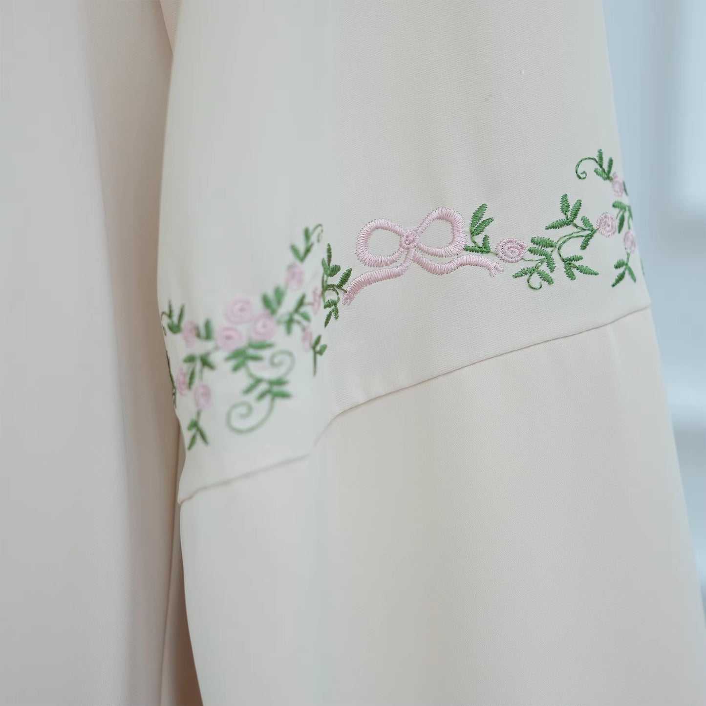 Embroidered Nida Abaya Set with Matching Hijab