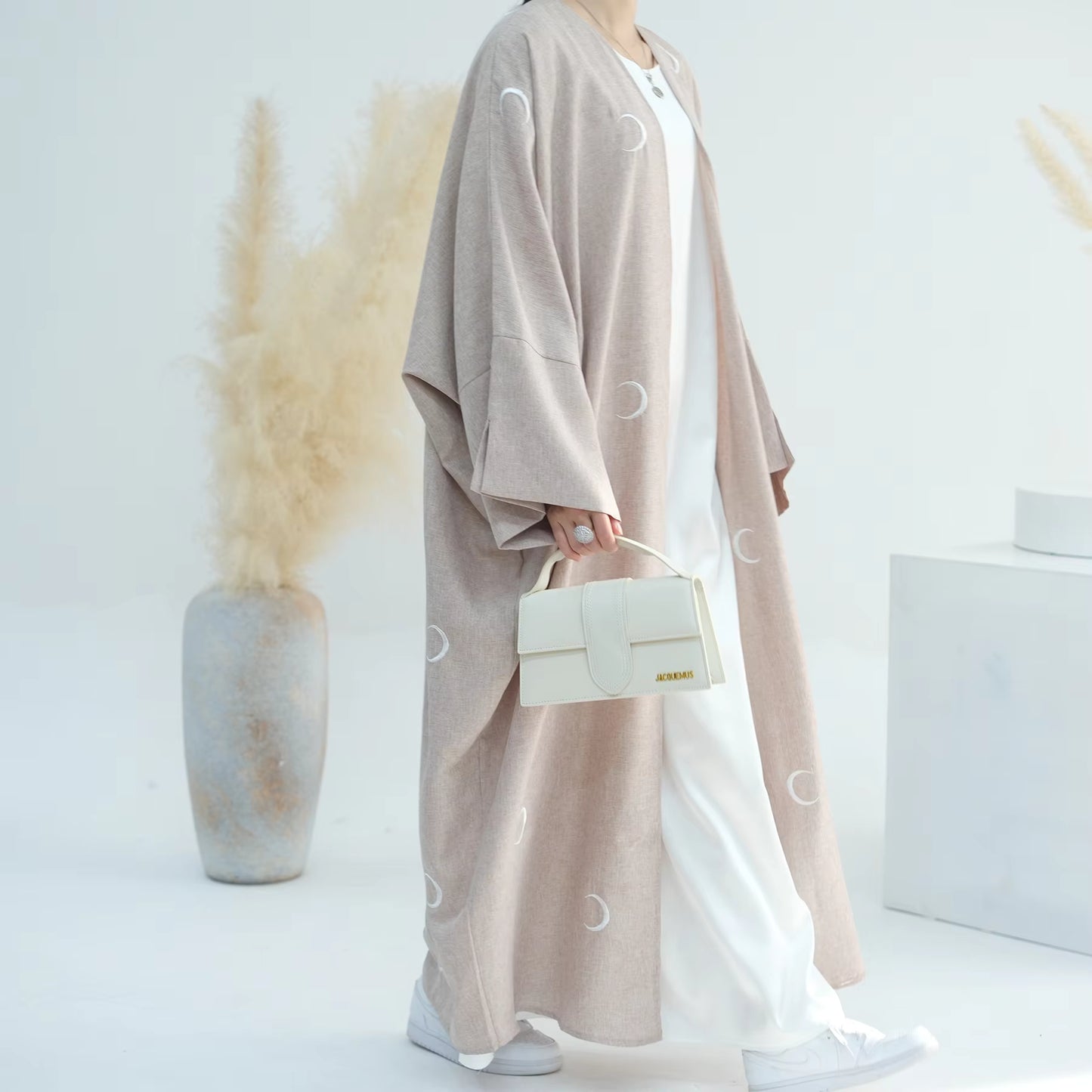 Moon Embroidered Open Abaya