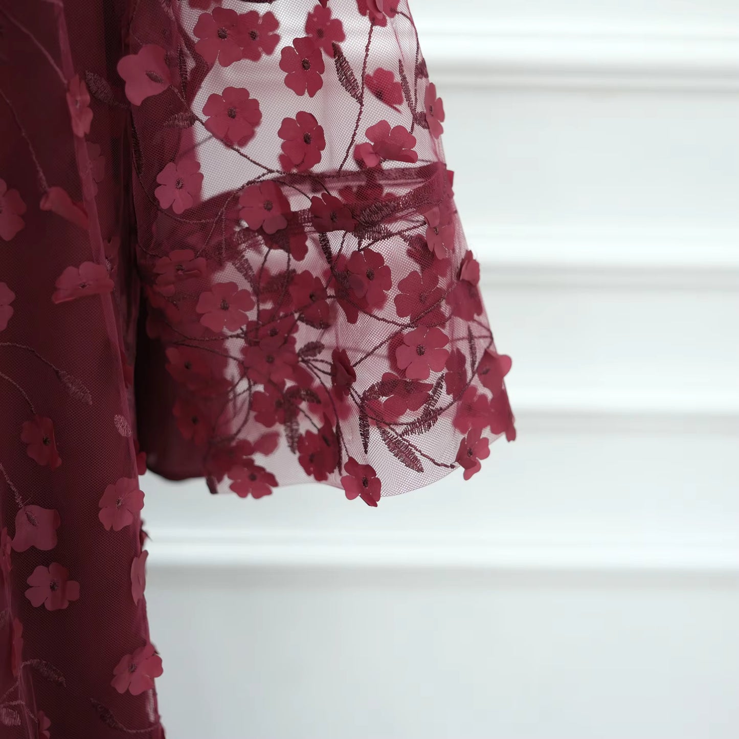 3D Floral Lace Abaya Set – 3 Piece