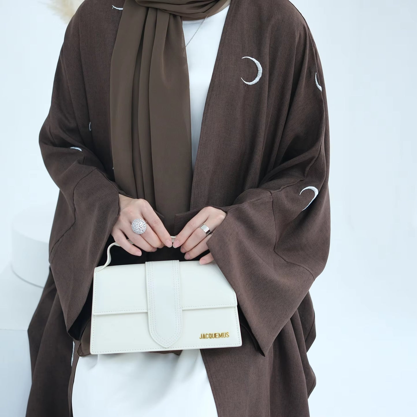 Moon Embroidered Open Abaya