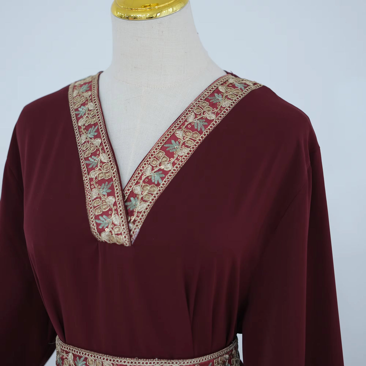 Laya Embroidered Belted Abaya Gown