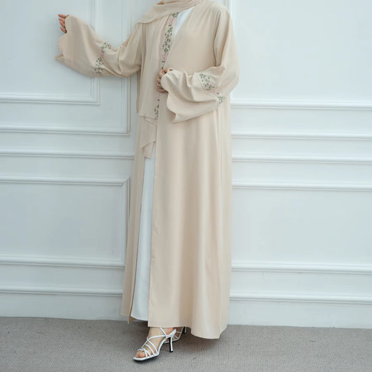Embroidered Nida Abaya Set with Matching Hijab