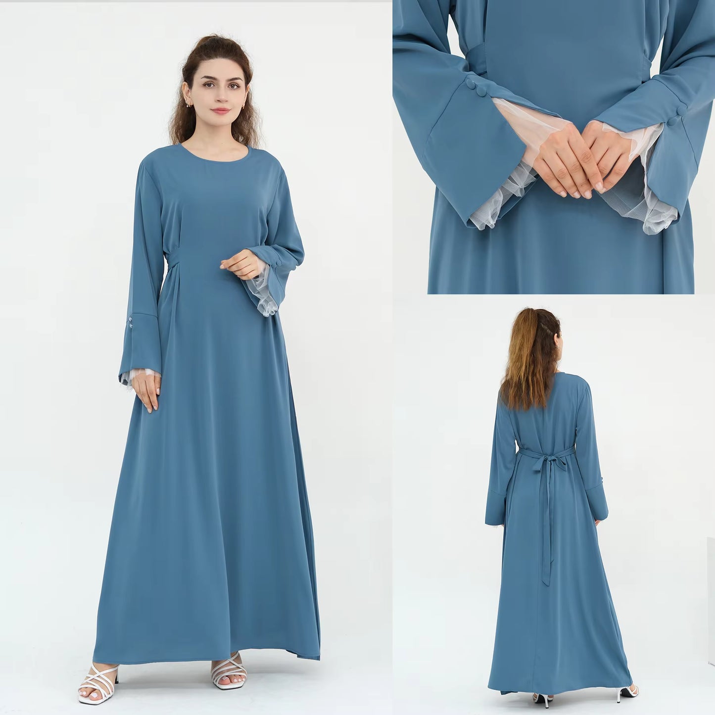 Side Tie Closed Abaya for Women – Solid Color Modest Muslim Dress