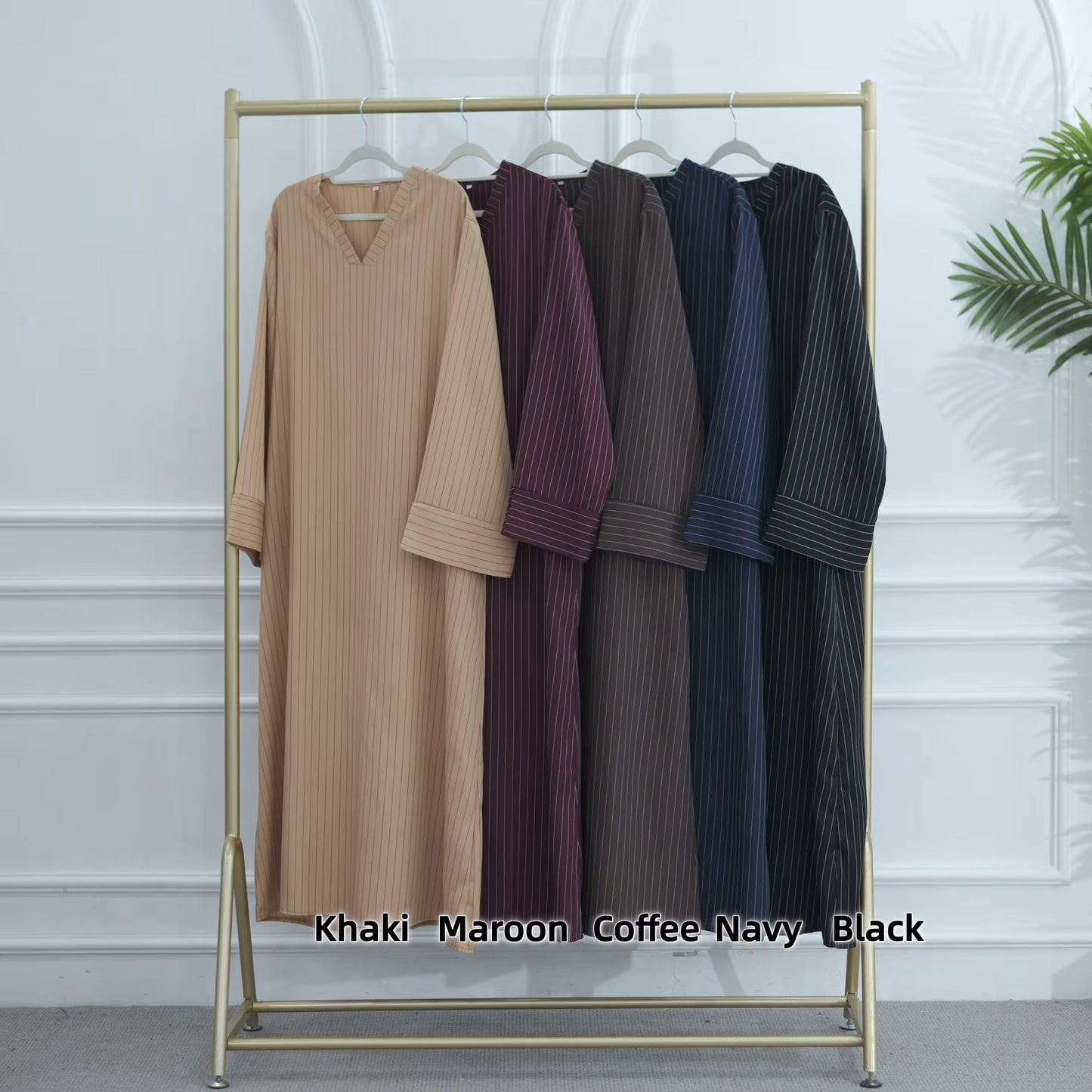 New Arrival Dubai Style Striped Closed Abaya