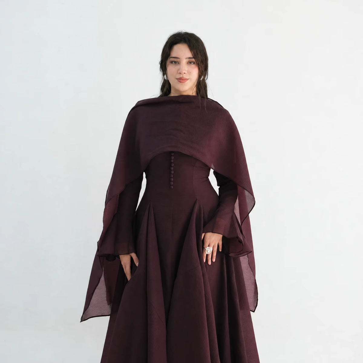 Amina Flare Cuff Maxi Abaya Dress