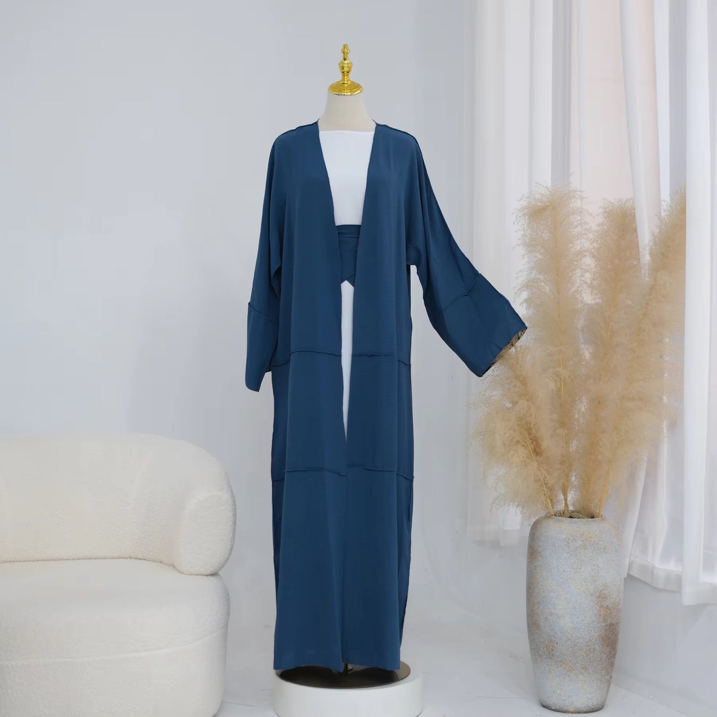 2-Piece Open Abaya Set – Daily Wear Muslim Dress with Wrap