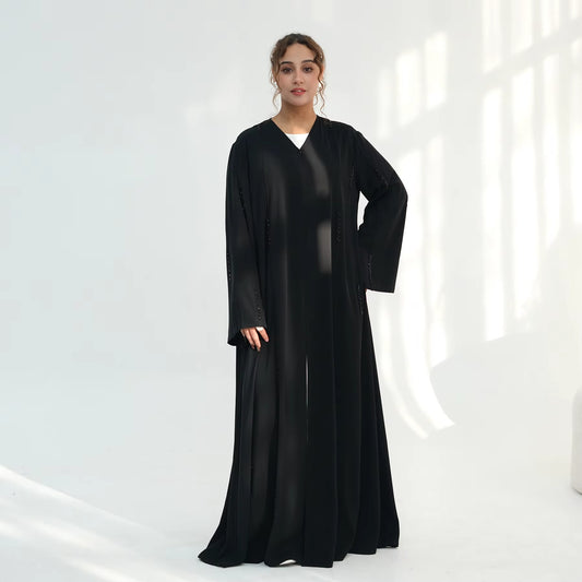 Luxury Hand-Beaded Abaya – Elegant Open Front Kaftan