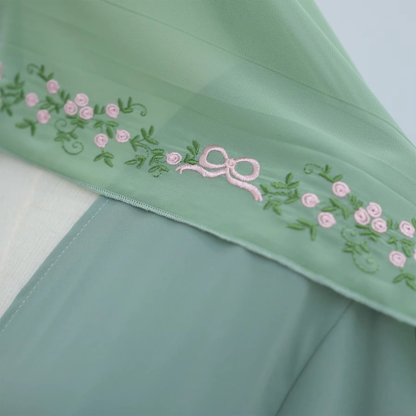 Embroidered Nida Abaya Set with Matching Hijab