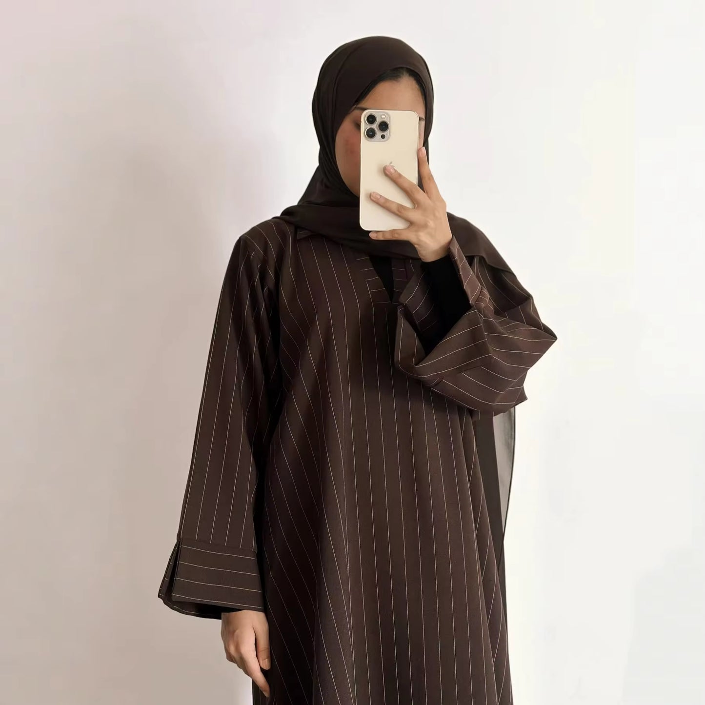 New Arrival Dubai Style Striped Closed Abaya