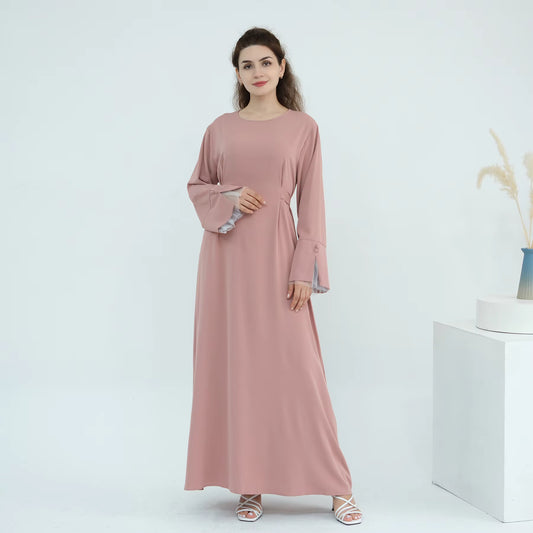 Side Tie Closed Abaya for Women – Solid Color Modest Muslim Dress