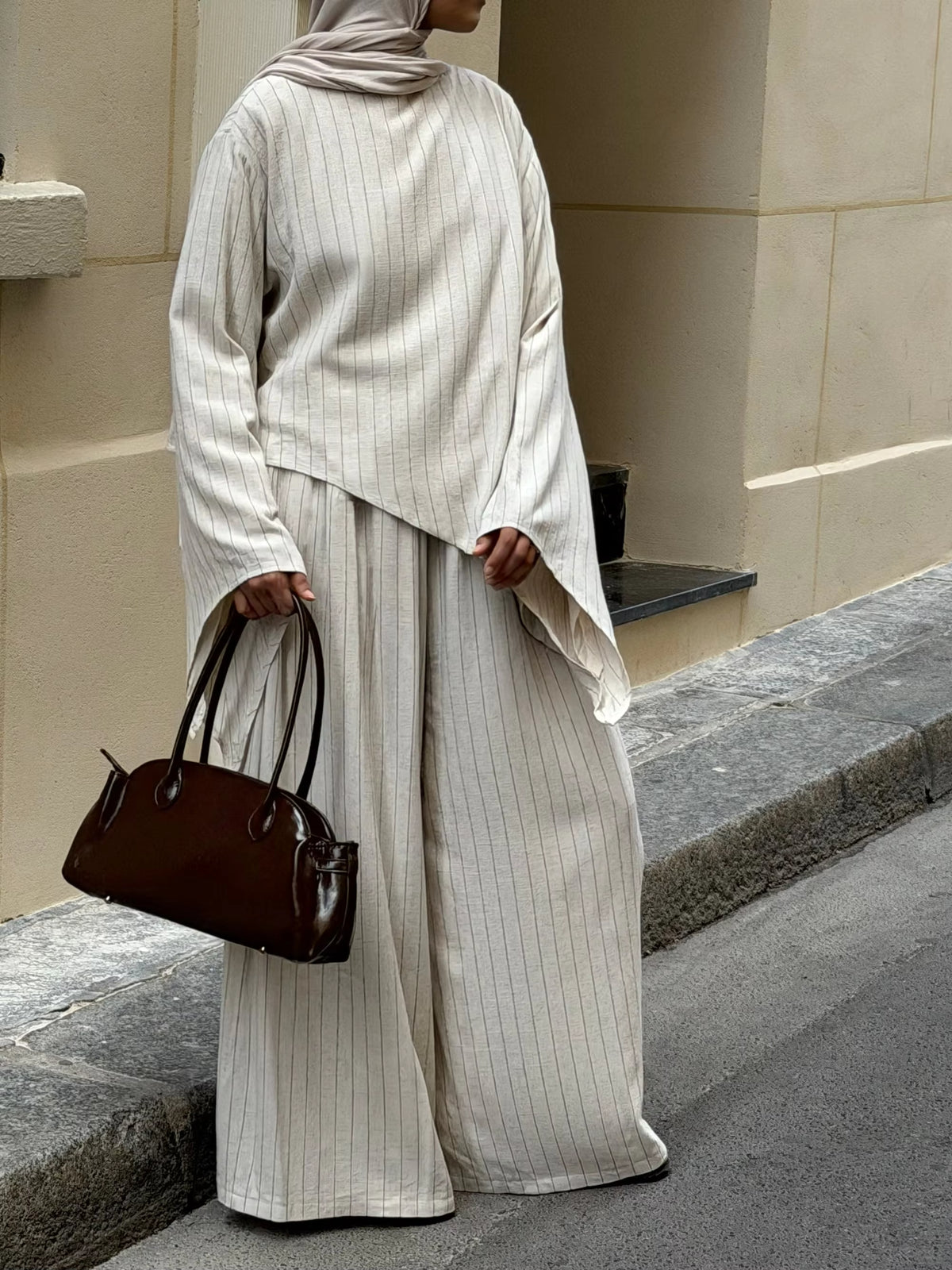 Hana Striped Linen-Blend Two-Piece Set
