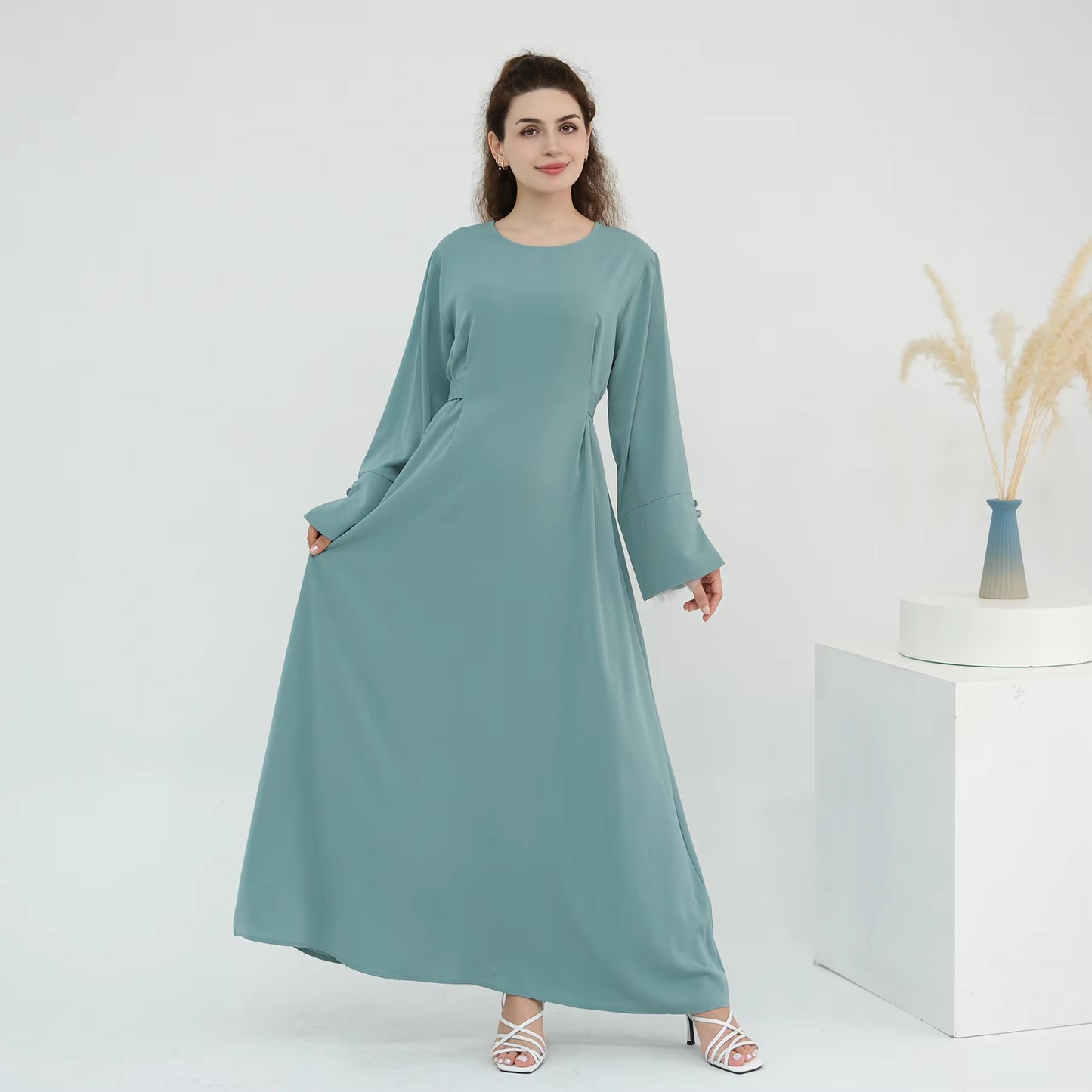 Side Tie Closed Abaya for Women – Solid Color Modest Muslim Dress