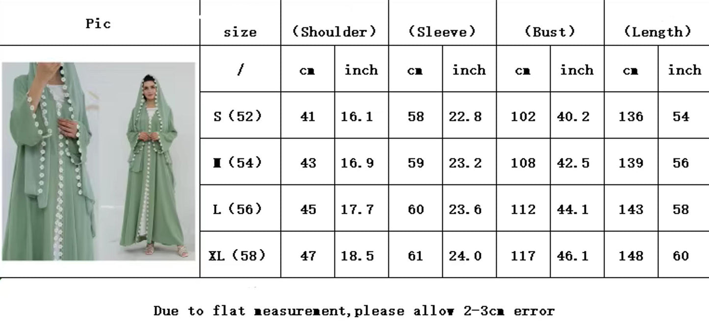 Nura Floral Patchwork Open Abaya with Hijab – Modest Kimono Dress