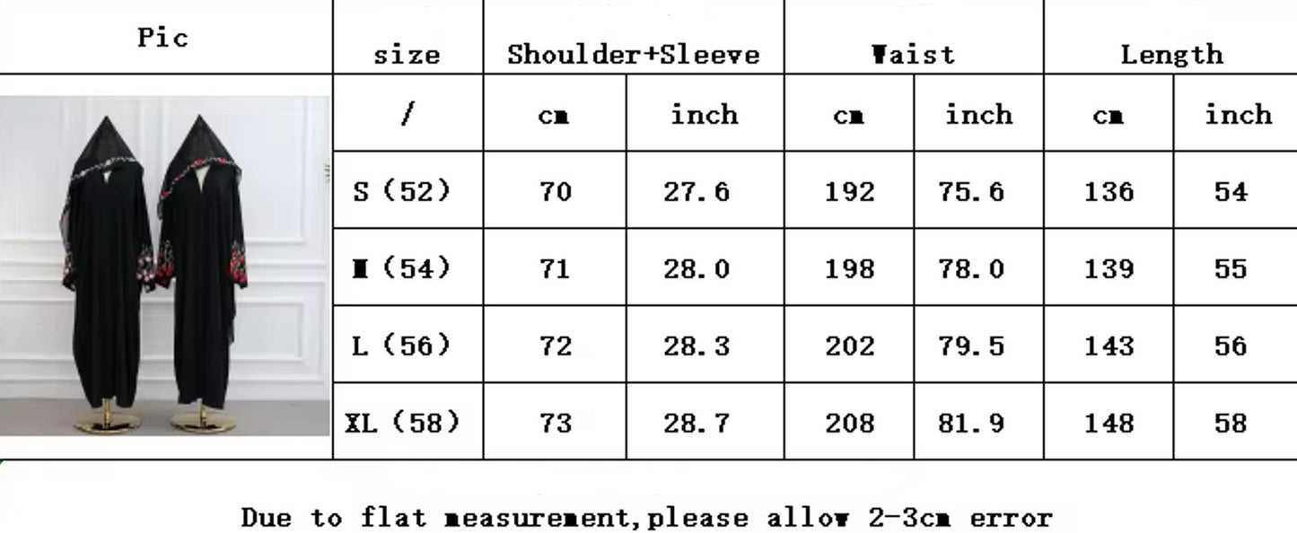 Loriya Floral Embroidered Open Abaya Set – 2PCS Modest Islamic Dress with Hijab