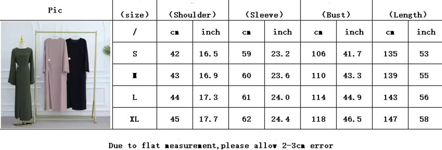 Elegant Soft Crepe Closed Abaya Dress – Back Tie Solid Color Maxi Islamic Dress